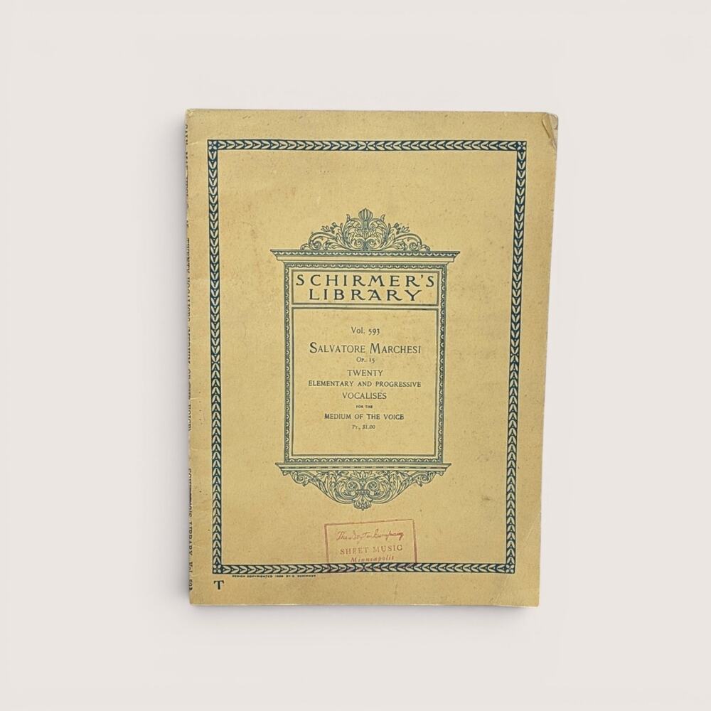 1927 Salvatore Marchesi Vocalises Schirmers Library Music Book